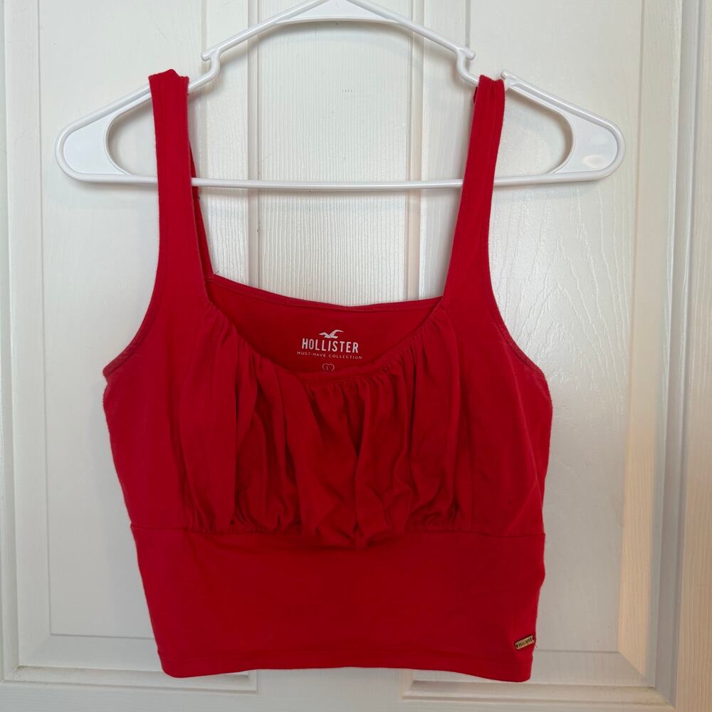 Hollister Red Ruched Bustier Style Tank Top Crop Top Women's Large
